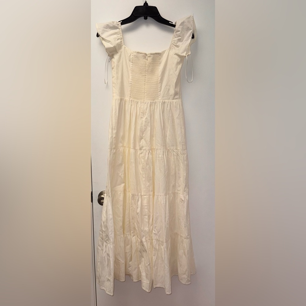 NWOT Reformation Derek Off The Shoulder Tiered Midi white Dress sz 6 - Picture 6 of 8